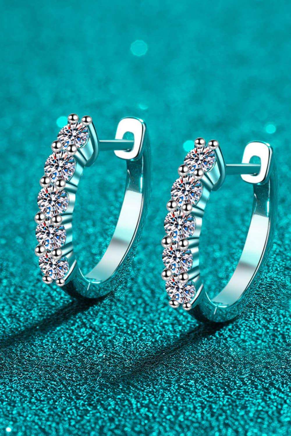 1 Carat Moissanite Hoop Earrings - Trendsi - Flyclothing LLC