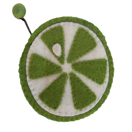 Handmade Felt Fruit Coin Purse - Lime - Global Groove (P) - Global Groove (P)