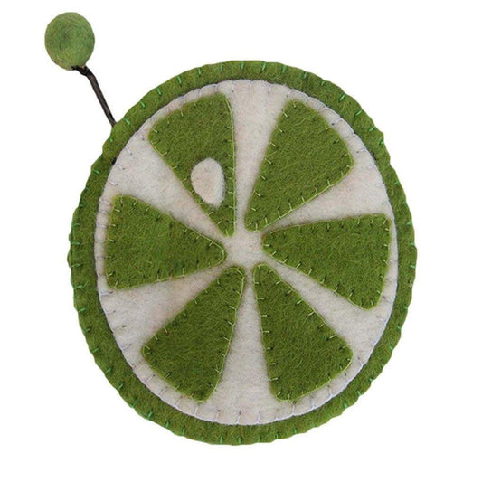 Handmade Felt Fruit Coin Purse - Lime - Global Groove (P) - Flyclothing LLC