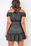 Printed Off-Shoulder Ruffle Hem Dress - Trendsi - Flyclothing LLC