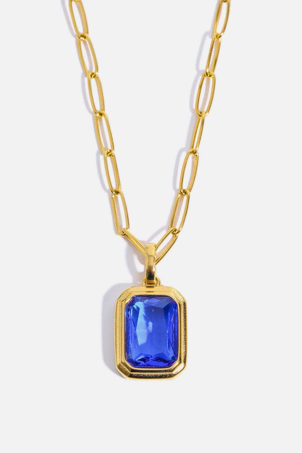 Zircon 18K Gold-Plated Geometrical Shape Pendant Necklace - Trendsi - Flyclothing LLC