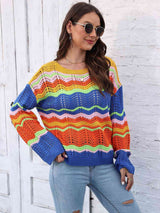Openwork Round Neck Knit Top - Trendsi - Flyclothing LLC
