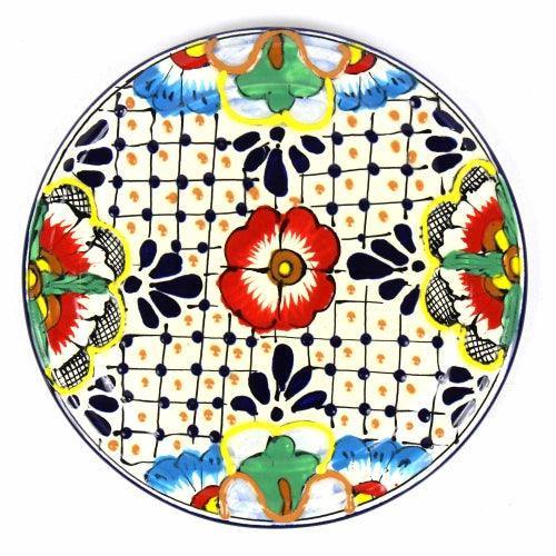 Handmade Pottery 8" Trivet or Wall Hanging, Dots & Flowers - Encantada - Encantada
