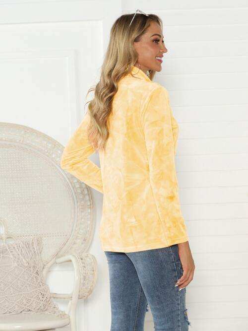 Tie-Dye Half Button Long Sleeve T-Shirt - Trendsi - Flyclothing LLC