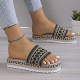 Geometric Weave Platform Sandals - Trendsi - Flyclothing LLC