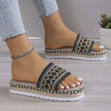 Geometric Weave Platform Sandals - Trendsi - Flyclothing LLC