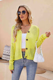 Button Up V-Neck Long Sleeve Cardigan - Trendsi - Flyclothing LLC