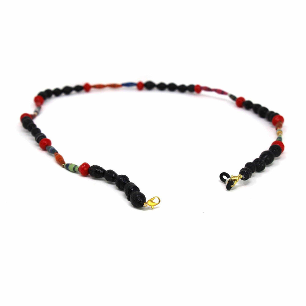 Face Mask/Eyeglass Paper Bead Chain, Black and Red - Creative Alternatives - Flyclothing LLC