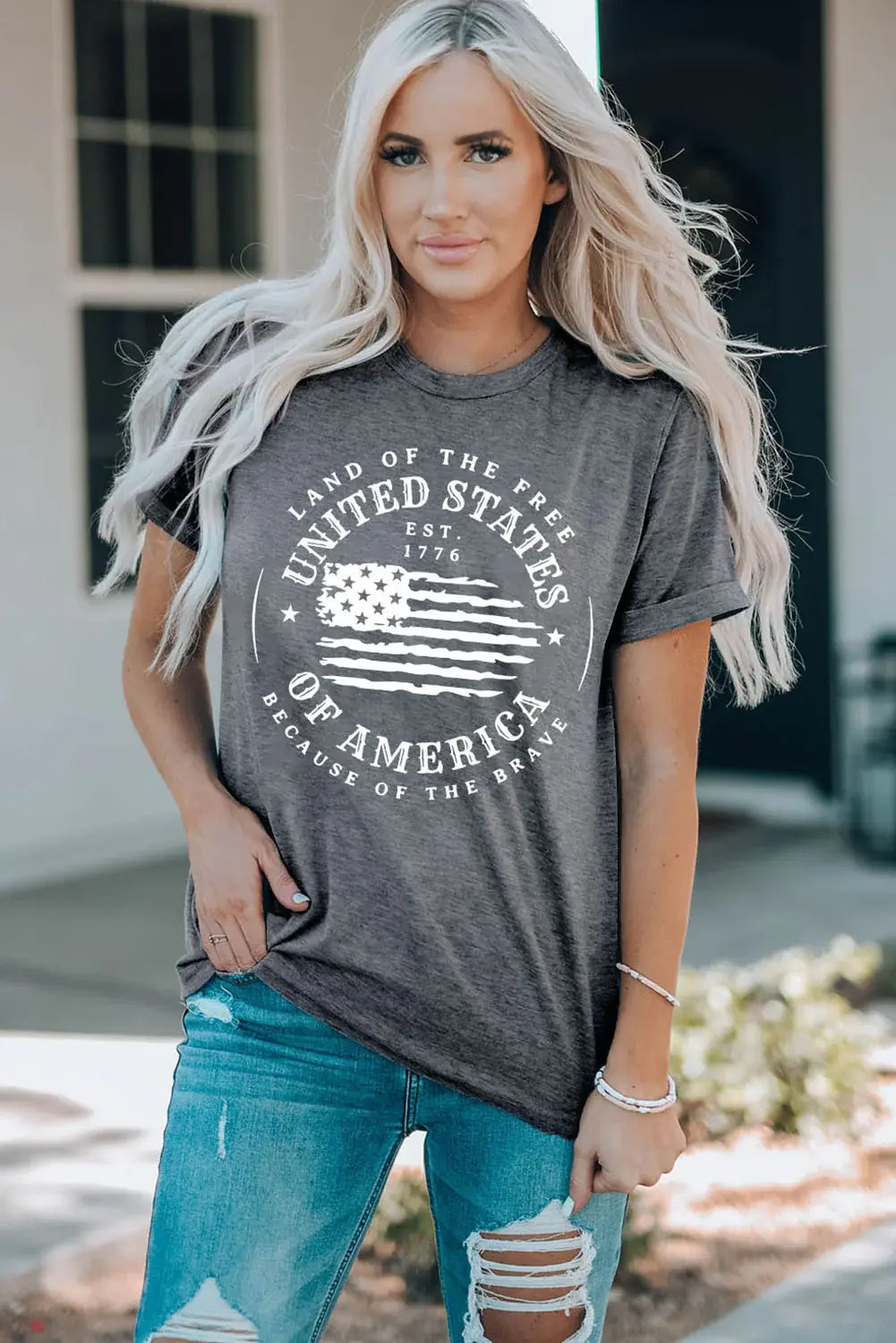 US Flag Graphic Short Sleeve Tee - Trendsi - Flyclothing LLC