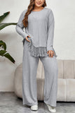 Plus Size Tassel Hem Top and Pants Set - Trendsi