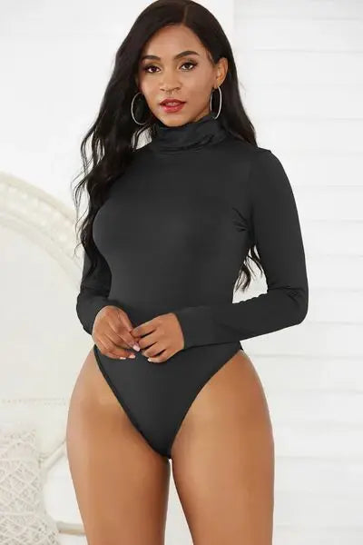 Turtleneck Long Sleeve Bodysuit - Trendsi - Flyclothing LLC