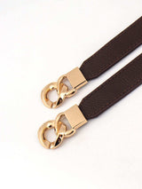 Zinc Alloy Buckle Elastic PU Belt - Trendsi - Flyclothing LLC