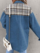 Plaid Button Up Dropped Shoulder Jacket - Trendsi - Flyclothing LLC