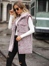 Full Size Button Down Collared Neck Vest - Trendsi - Flyclothing LLC