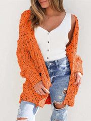 Multicolored Open Front Cardigan - Trendsi