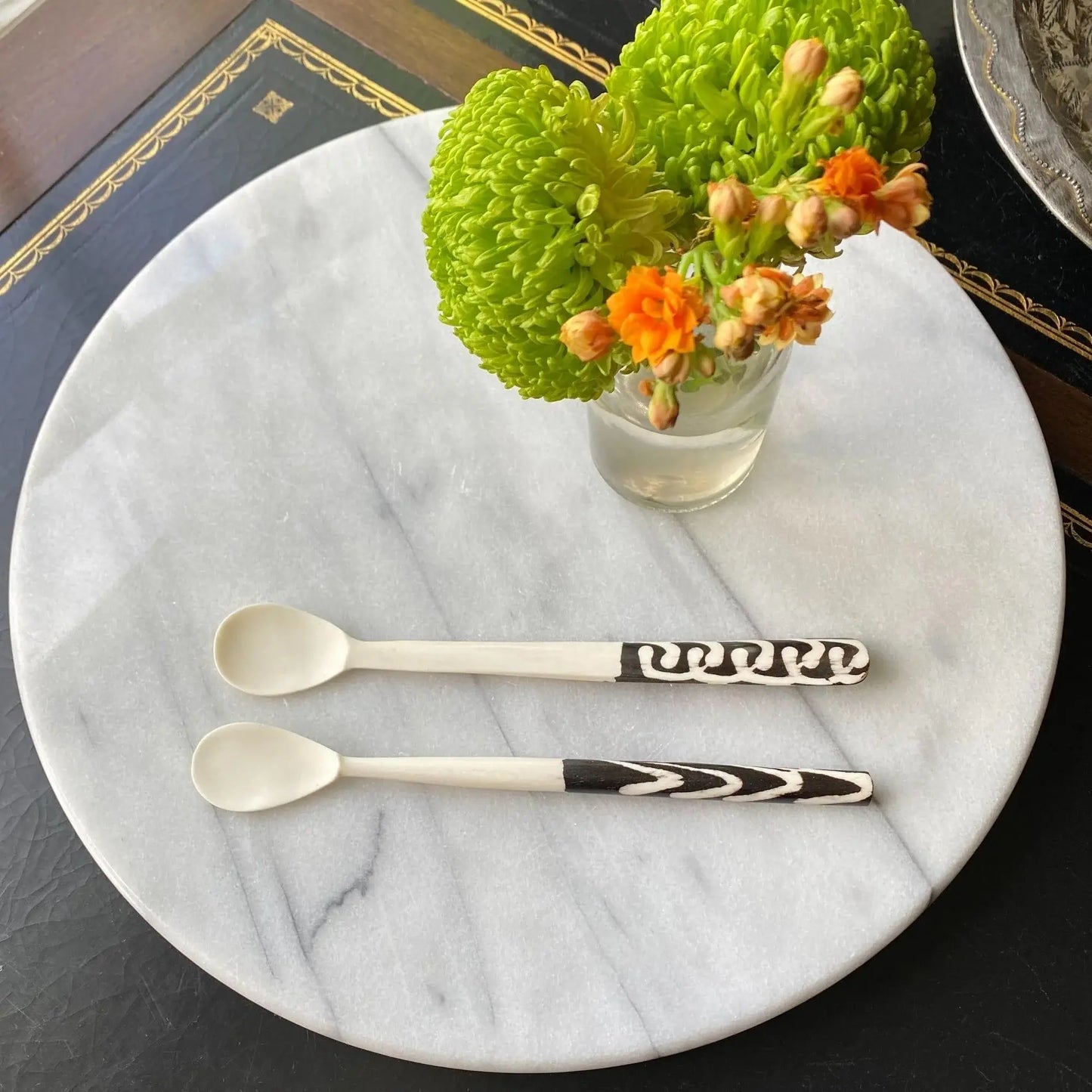 Long Batik Bone Appetizer Spoons, Set of 2 - Jedando - Flyclothing LLC