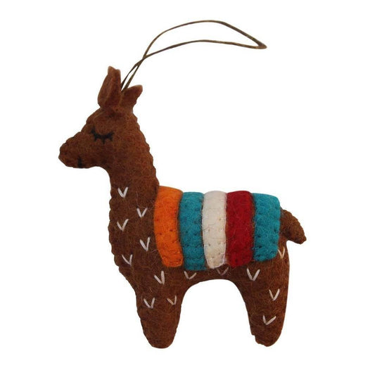 Brown Felt Llama Ornament - Global Groove (H) - Global Groove (H)
