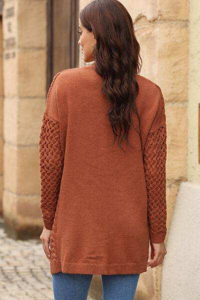 Open Front Dropped Shoulder Cardigan with Pockets - Trendsi - Flyclothing LLC