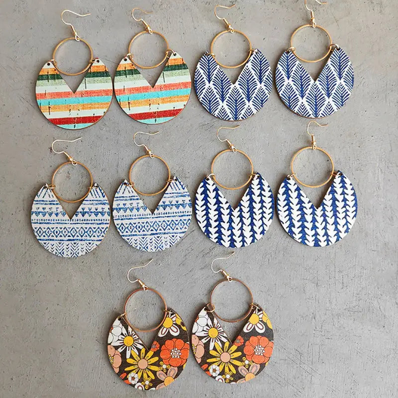 Ms.Pac-Man Shape Wooden Dangle Earrings - Trendsi - Flyclothing LLC