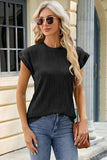 Round Neck Cap Sleeve T-Shirt - Trendsi - Flyclothing LLC