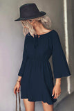 Tie Neck Flare Sleeve Mini Dress - Trendsi - Flyclothing LLC