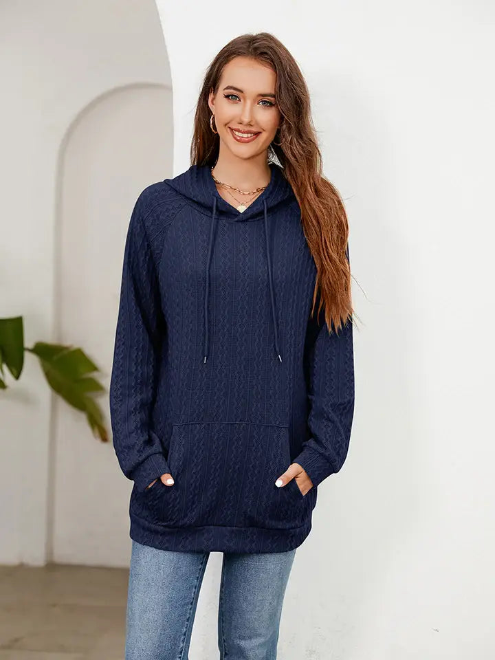 Raglan Sleeve Front Pocket Hoodie - Trendsi - Flyclothing LLC