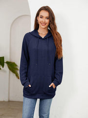 Raglan Sleeve Front Pocket Hoodie - Trendsi