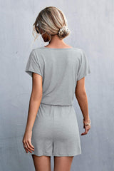Lace Trim V-Neck Romper - Trendsi - Flyclothing LLC
