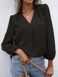 Swiss Dot Frill Trim Puff Sleeve Blouse - Trendsi - Flyclothing LLC