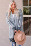 Heathered Open Front Longline Cardigan - Trendsi