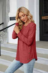 Round Neck Long Sleeve T-Shirt - Trendsi - Flyclothing LLC