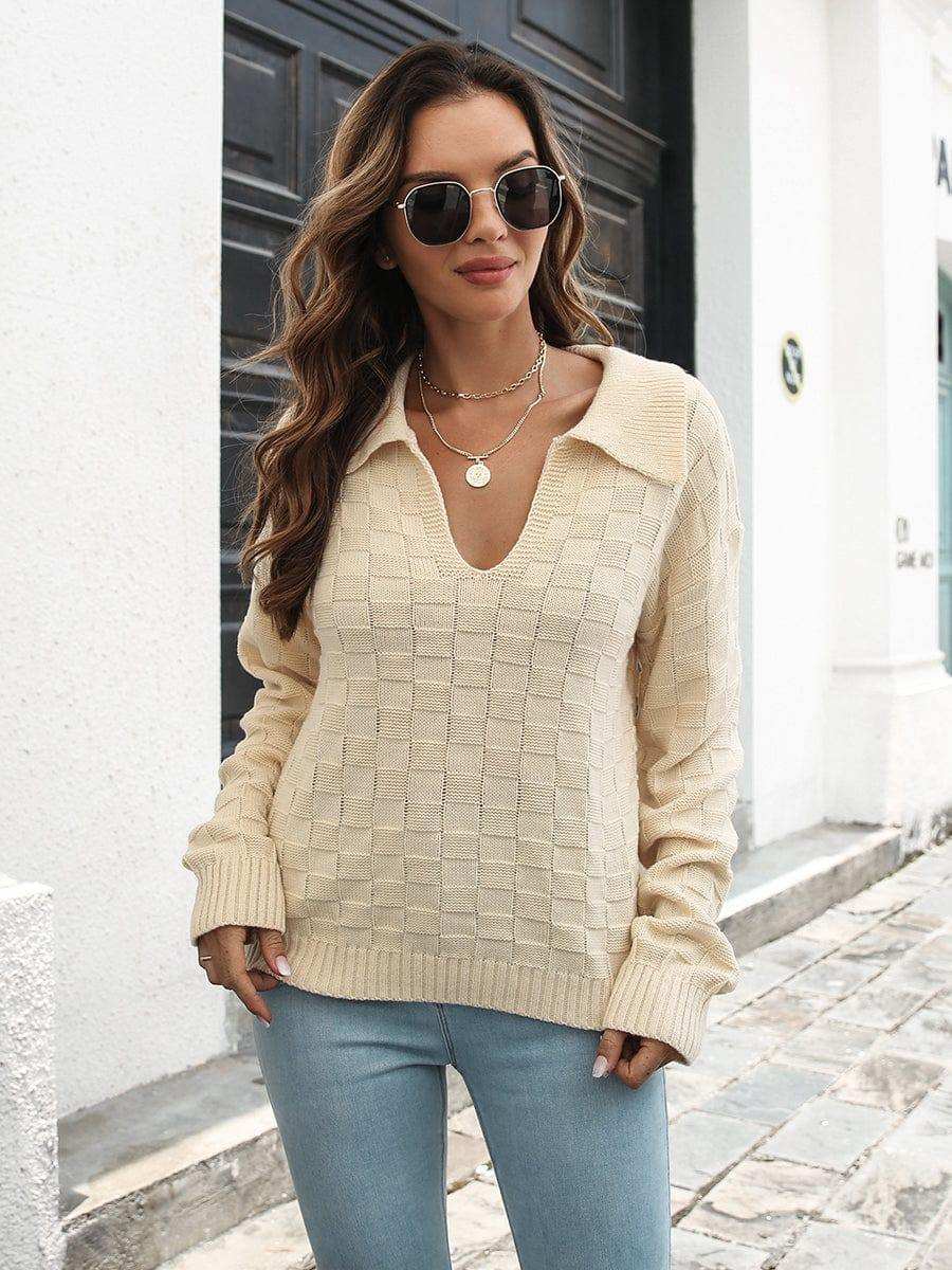 Johnny Collar Dropped Shoulder Sweater - Trendsi - Flyclothing LLC