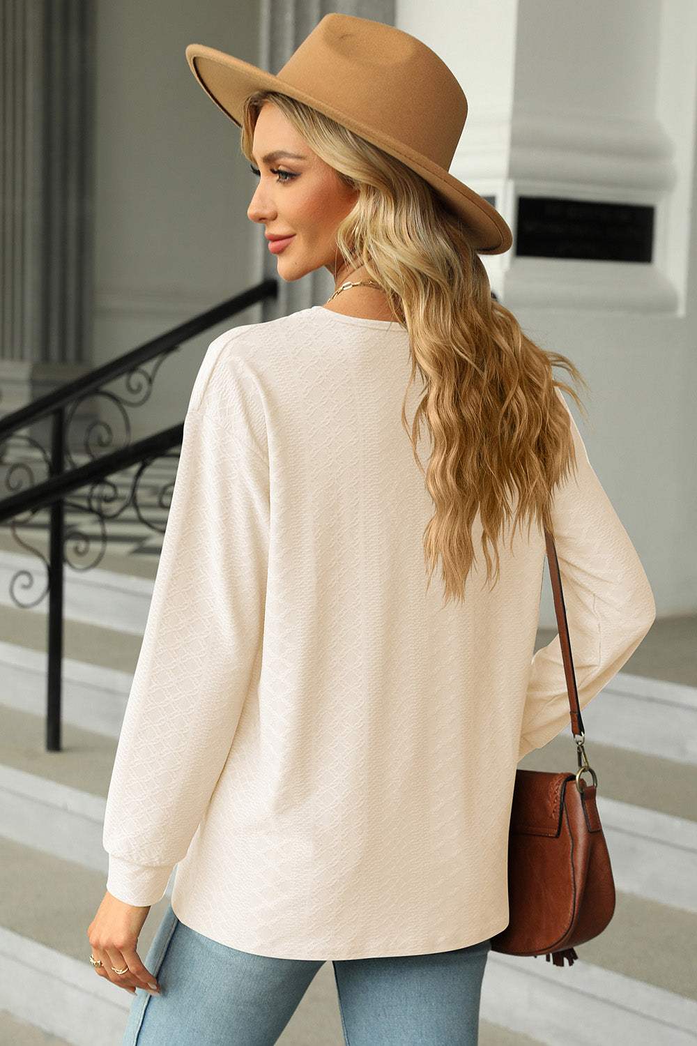 V-Neck Long Sleeve T-Shirt - Trendsi - Flyclothing LLC