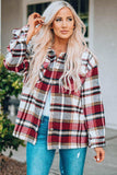 Plaid Button Front Shirt Jacket with Breast Pockets - Trendsi - Flyclothing LLC