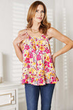 Double Take Floral Scoop Neck Ruffle Hem Cami - Trendsi - Flyclothing LLC