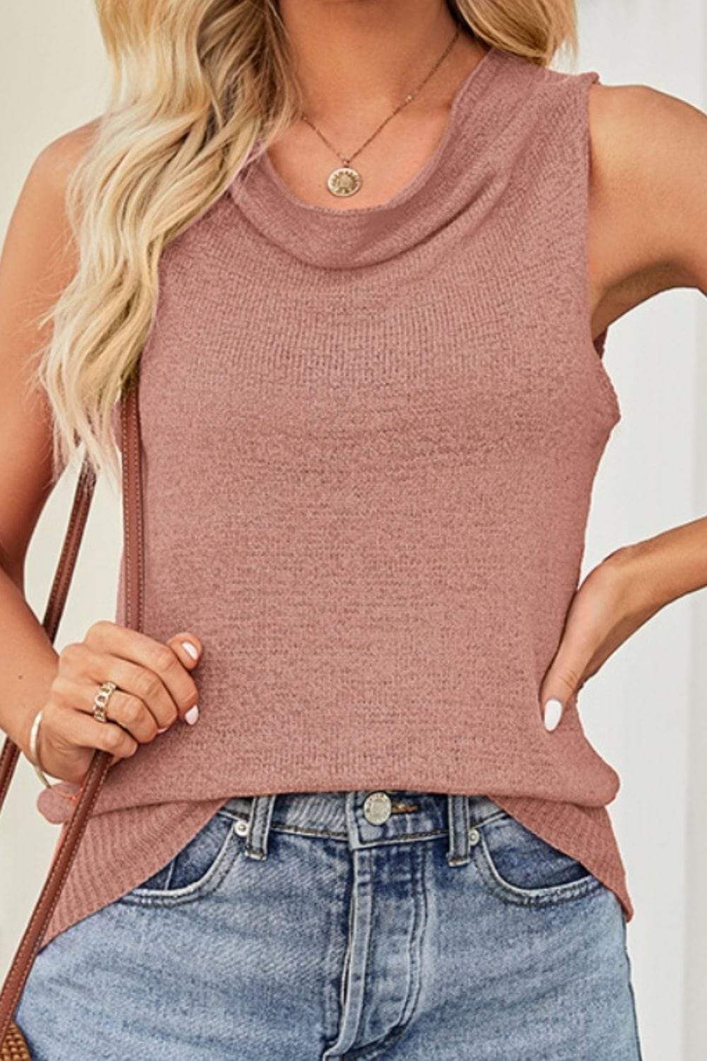 Cowl Neck Knit Vest - Trendsi - Flyclothing LLC