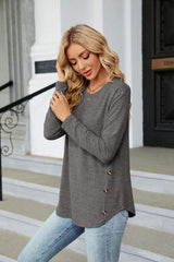 Round Neck Long Sleeve T-Shirt - Trendsi - Flyclothing LLC