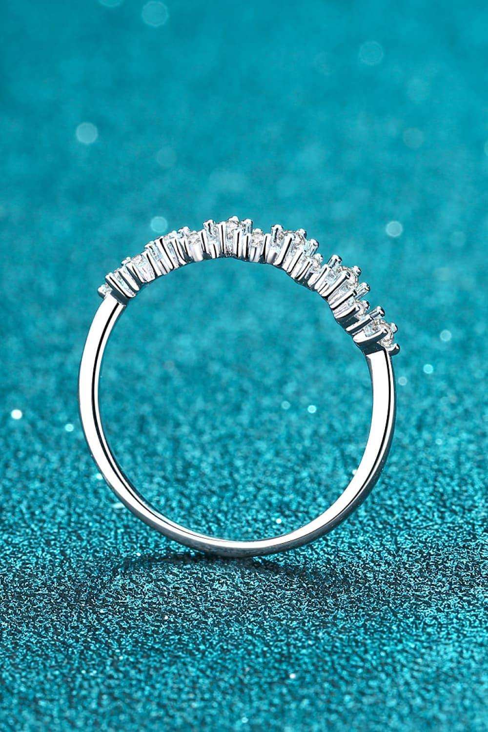 Moissanite Rhodium-Plated Half-Eternity Ring - Trendsi - Flyclothing LLC