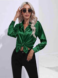 Collared Neck Buttoned Long Sleeve Shirt - Trendsi - Flyclothing LLC