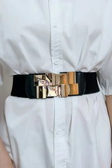 Geometric Buckle Elastic Wide Belt - Trendsi - Flyclothing LLC