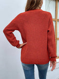 Cutout V-Neck Rib-Knit Sweater - Trendsi - Flyclothing LLC