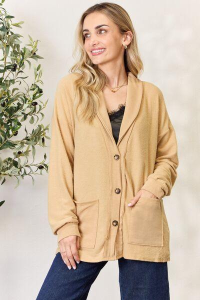 Heimish Full Size Button Up Long Sleeve Cardigan - Trendsi