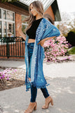 Printed Tassel Trim Open Front Cardigan - Trendsi