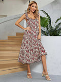 Printed Ruffled Sleeveless Midi Dress - Trendsi - Flyclothing LLC