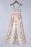 Leopard Color Block Smocked Jumpsuit - Trendsi - Flyclothing LLC
