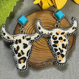 Bull Shape Turquoise Dangle Earrings - Trendsi