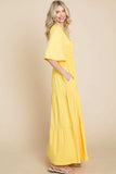 Culture Code Backless Plunge Half Sleeve Tiered Dress - Trendsi - Flyclothing LLC
