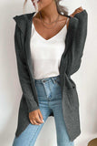 Ribbed Open Front Hooded Cardigan with Pockets - Trendsi - Flyclothing LLC