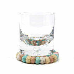 Hand Crafted Felt Ball Coasters from Nepal: 4-pack, Sky - Global Groove (T) - Global Groove