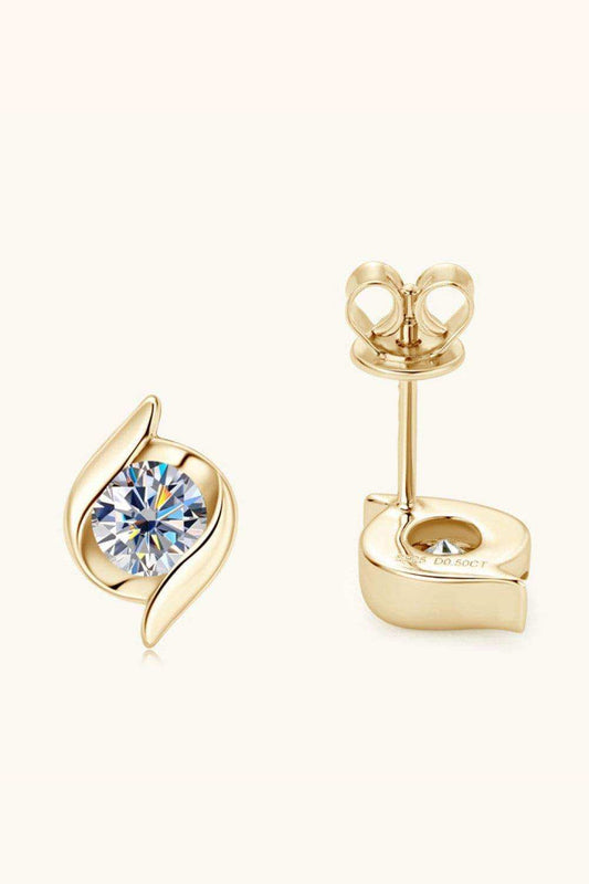 1 Carat Moissanite 925 Sterling Silver Stud Earrings - Trendsi - Flyclothing LLC